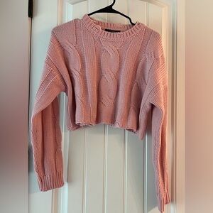 Forever 21 Blush Cable Knit Cropped Sweater